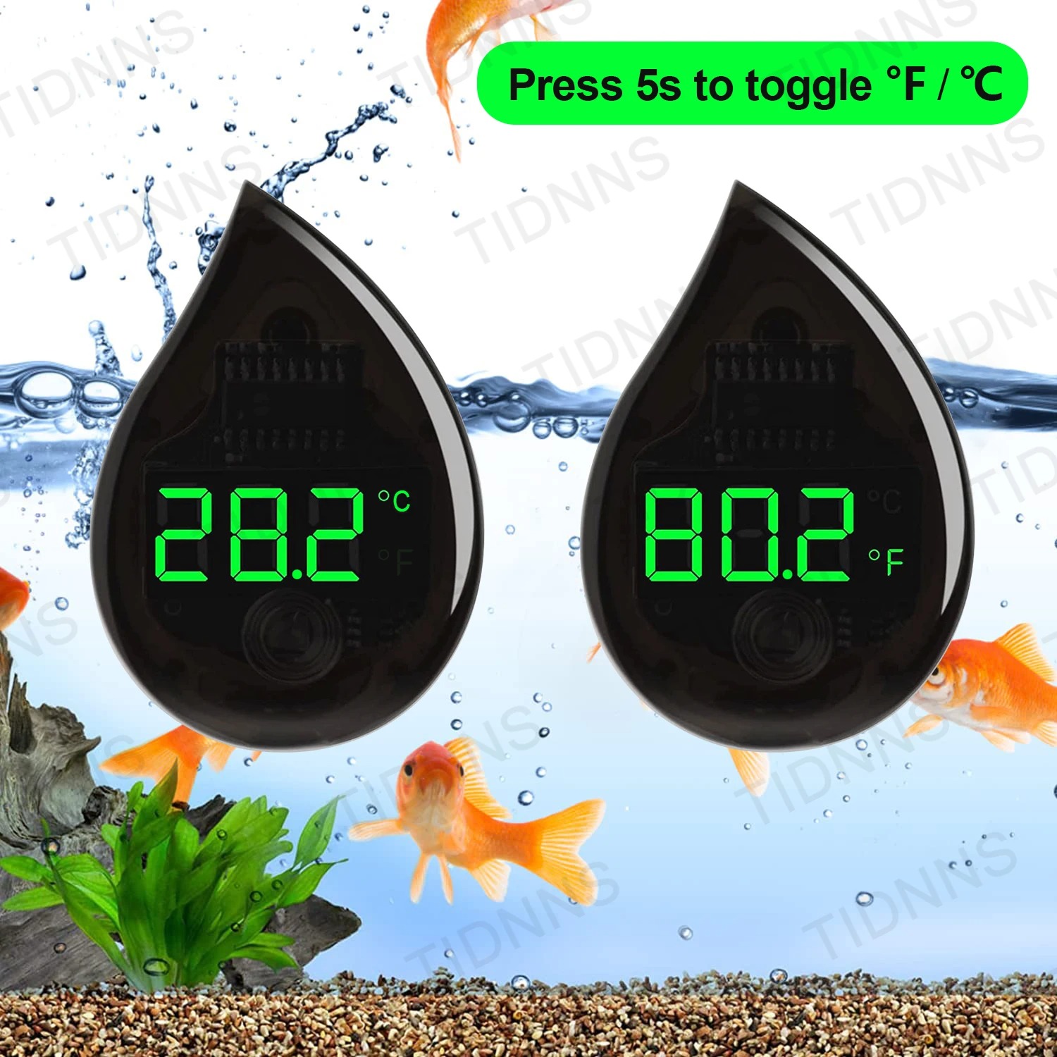 Marine Aquarium Mini - Akvaryum Kendinden Yapışkanlı Termometre LCD Dijital