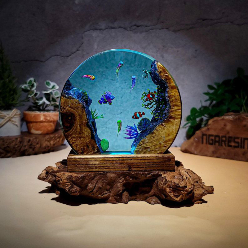 Aquarium & Marine Museum Kota Kinabalu - Okyanus Akvaryumu Organizma Reçine Masa Lambası